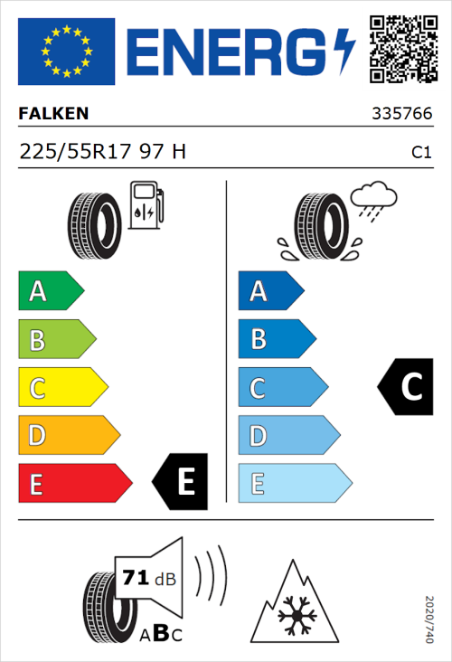 Tyre Label for Falken Eurowinter HS01 225/55R17 97H