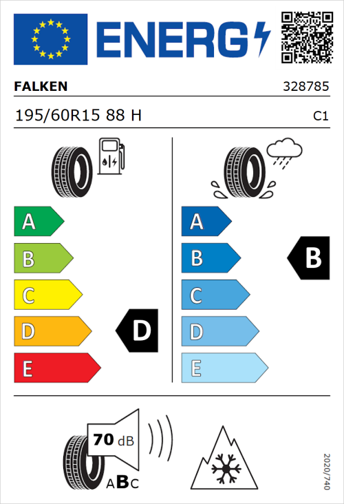 Tyre Label for Falken Eurowinter HS01 195/60R15 88H
